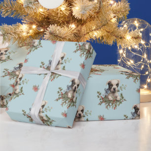 Papel De Presente Vintage Natal Cachorro Cachorro Cachorro Pobre Pad