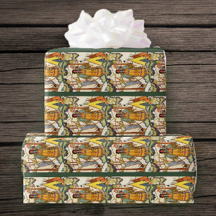 Papel De Presente Vintage Native American Woman Village Forest