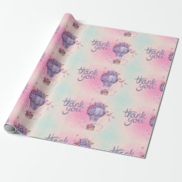 Papel De Presente Vintage Obrigado Balão de Ar Quente