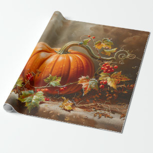 Papel De Presente Vintage Orange Pumpkin Painting Decoupage