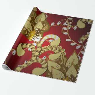 Papel De Presente Vintage ornamental pattern on a red,  yellow and b