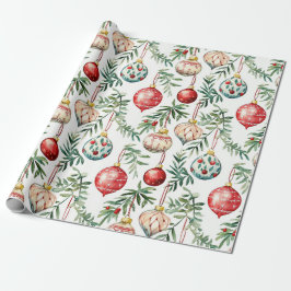 Papel De Presente Vintage Ornaments de Natal Elegante