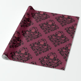 Papel De Presente Vintage Paris Burgundy e Damask Roxo