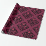 Papel De Presente Vintage Paris Burgundy e Purple Damask<br><div class="desc">Vintage em Paris,  vinho tinto assado e papel de embrulho de damasco roxo.</div>