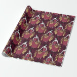 Papel De Presente Vintage Paris Burgundy Red e Dourada Art Deco<br><div class="desc">O papel de embrulhamento do padrão de arte nouveau de Paris vintage grunge burgundy art nouveau.</div>