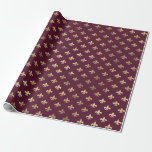 Papel De Presente Vintage Paris Burgundy Red e Dourada Fleur de Lis<br><div class="desc">O papel de embrulhamento do padrão é de pulgões de pulgões em Paris,  com grunge burgundy fleur de lis.</div>