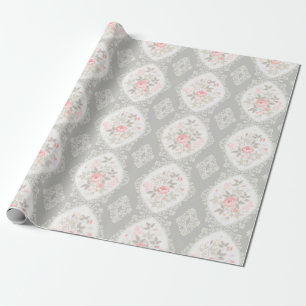 Papel De Presente Vintage Pastel Floral