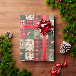 Papel De Presente Vintage Patchwork Quilt Christmas Wrappaper