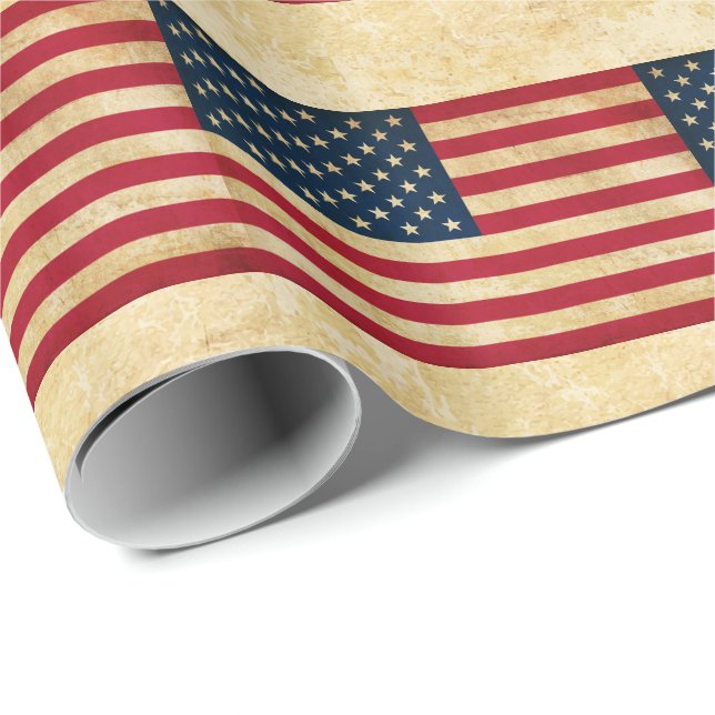 Papel De Presente Vintage Patriotic American Flag (Ponta do rolo)