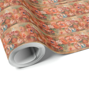 Papel De Presente Vintage Pierre Auguste Renoir Blue Pink Anemones W