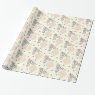 Papel De Presente Vintage Pine Neutral e Ornaments Natal