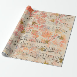 Papel De Presente Vintage Pink Flower Music Honey Bee
