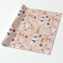 Vintage Pink Papais noeis Reindeer Wrap de Natal
