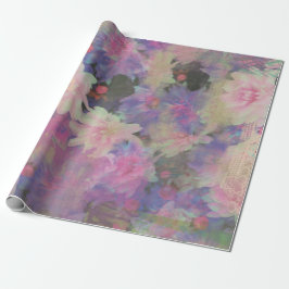 Papel De Presente Vintage Pink Purple Lace linda flor