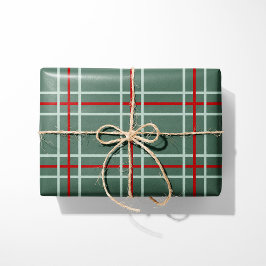 Papel De Presente Vintage Plaid Christmas Wrapping Paper - Sage