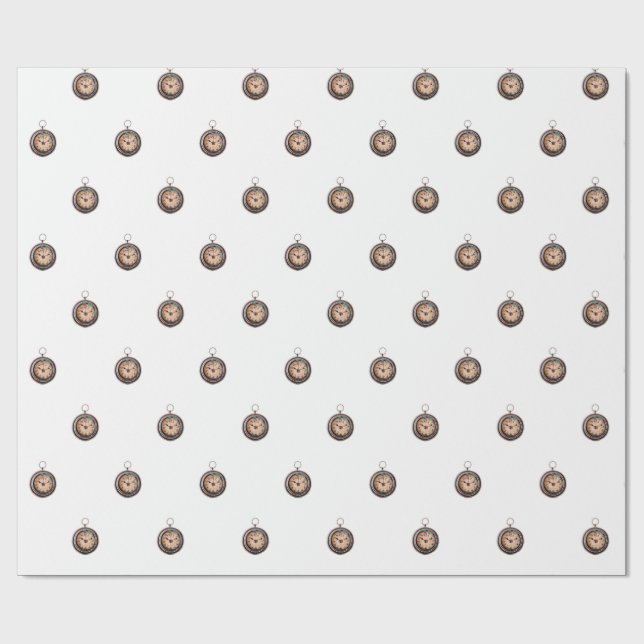 Papel De Presente Vintage Pocket Watch (Aberto)