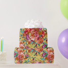 Papel De Presente Vintage Primavera Watercolor Fuchsia Blooms