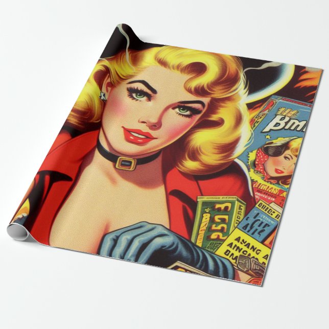 Papel De Presente Vintage Pulp Country Girl (Desenrolado)