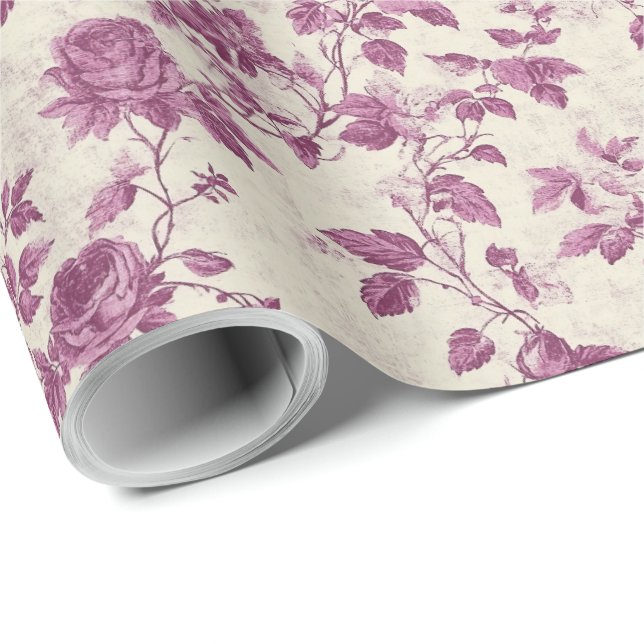 Papel De Presente Vintage Purple Floral (Ponta do rolo)