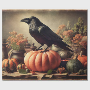 Papel De Presente Vintage Raven Foto Gothic Halloween Decoupage