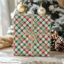 Papel De Presente Vintage red and green watercolor plaid holiday
