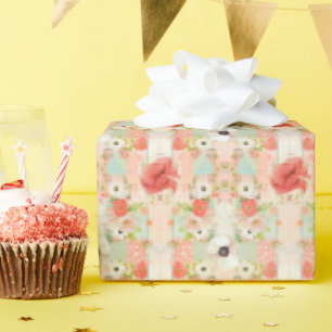 Papel De Presente Vintage Red and White Poppy