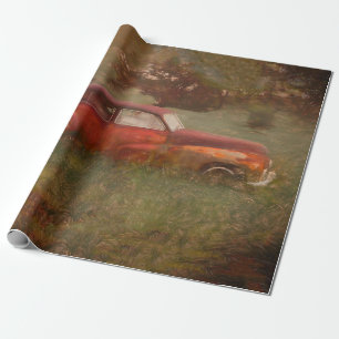 Papel De Presente Vintage Red Car Antiquado Arte Russa Antiga Decoup