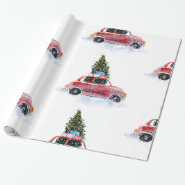Papel De Presente Vintage Red Car | Papel de moldagem de Natal