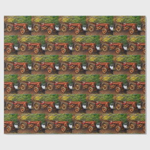 Papel De Presente Vintage Red Fazenda Trator