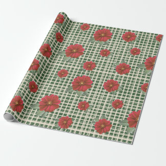 Papel De Presente Vintage Red Floral Pattern