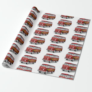 Papel De Presente Vintage Red Truck Natal