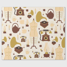 Papel De Presente vintage retro antique fonógrafo mannequin sepia