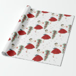 Papel De Presente Vintage Retro Christmas Lady<br><div class="desc">Bonita design de Natal,  com vintage,  pendurando sinos.</div>