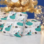 Papel De Presente Vintage Retro Christmas Woman com Scotty Dog<br><div class="desc">Vintage Retro Christmas Woman com papel de embrulho de cachorro escocês. Perfeito para embrulhar presentes de férias para amigos e familiares.</div>
