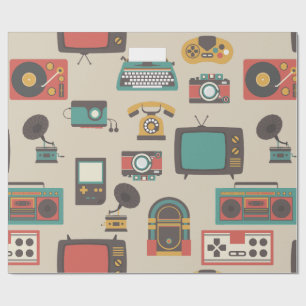 Papel De Presente vintage retro nostalgia jukebox fonógrafo