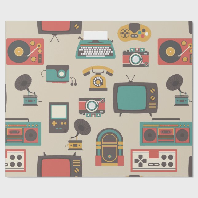 Papel De Presente vintage retro nostalgia jukebox fonógrafo (Aberto)