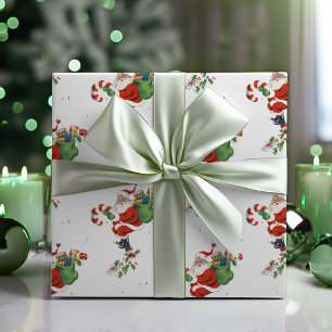 Papel De Presente Vintage Retro Papais noeis Candy Cane Pogo Stick