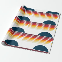 Papel De Presente Vintage Retro Stripe Sun Aniversário