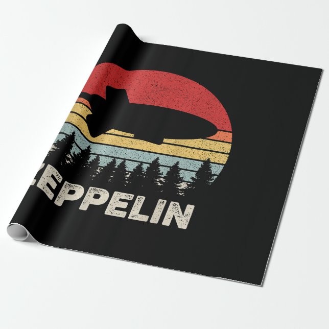 Papel De Presente Vintage Retro Zeppelin Camisa Dirigível (Desenrolado)