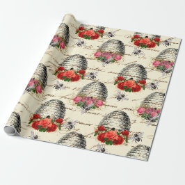 Papel De Presente Vintage Rosa e Beehive