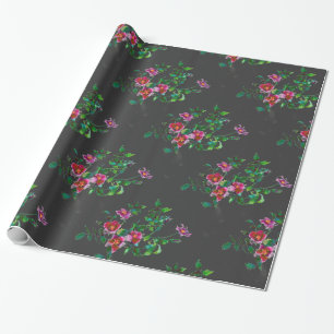 Papel De Presente Vintage Rosa - preto