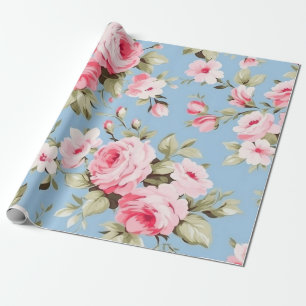 Papel De Presente Vintage rosas rosa