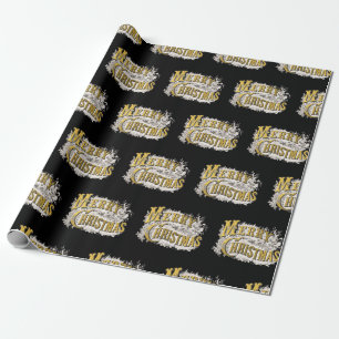 Papel De Presente Vintage russa de Natal Dourado negro
