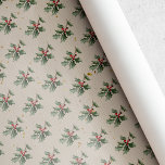 Papel De Presente Vintage Rustic Holly Berry Natal<br><div class="desc">Estilo de vinheta personalizado Papel de embrulho de Natal com coloração aquosa festiva,  baga holly,  em papel do estilo kraft rústico.</div>