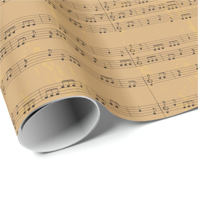 Papel De Presente Vintage Rustic Music Sheet (Ponta do rolo)