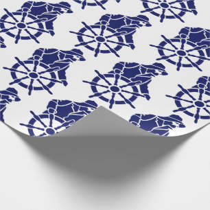 Papel De Presente Vintage Sailor, Silhueta de Rodas do Capitão