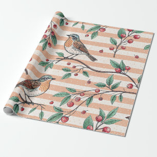Papel De Presente Vintage Sakura Cherry Blossom & Bird Aestética 7