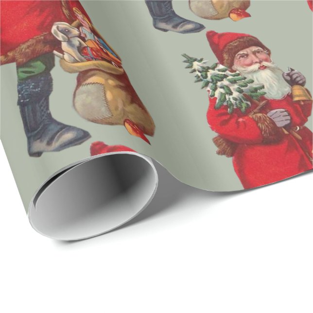 Papel De Presente Vintage Santa Claus (Ponta do rolo)