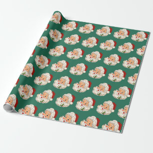 Papel De Presente Vintage Santa Claus Livro Verde de Natal