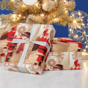 Papel De Presente Vintage Santa Claus, Papel de Mola para Presentes